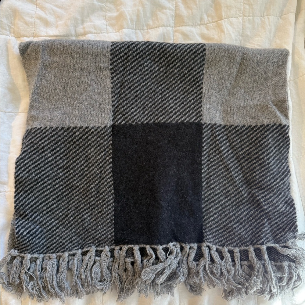 Halogen Gray and Black Plaid Accent Pillow